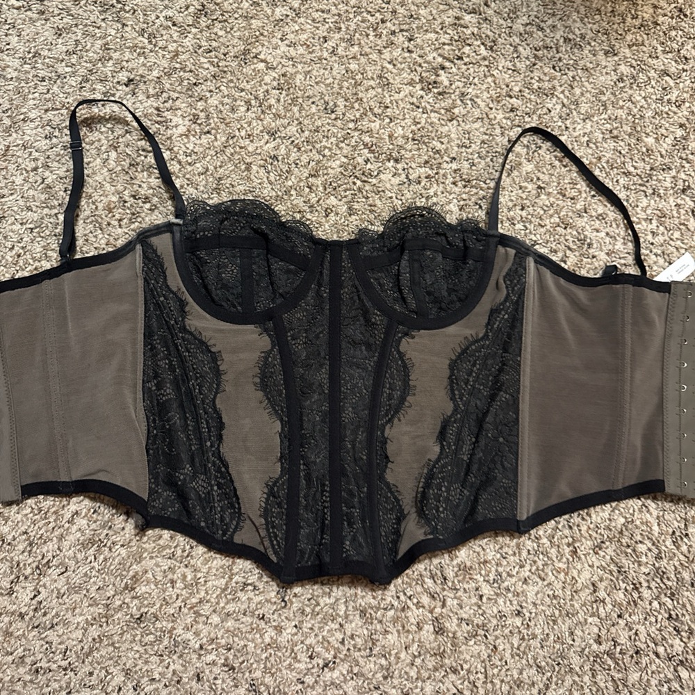 Urban Outfitters Black Sheer Lace Bustier